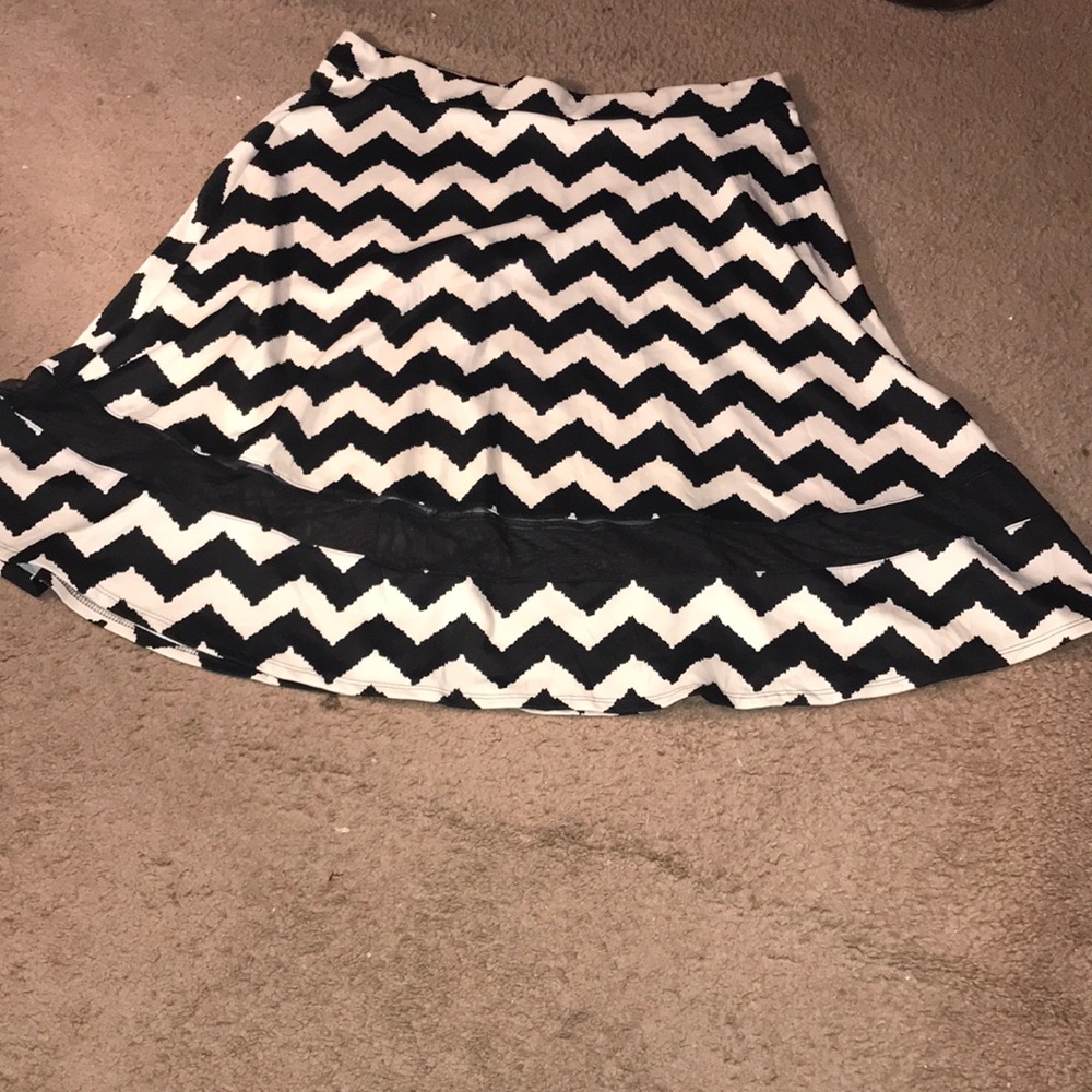 Aztec printed skirt with peek a boo mesh @ bottom